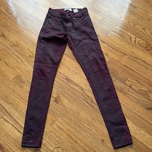 Paige burgundy coated skinny jeans